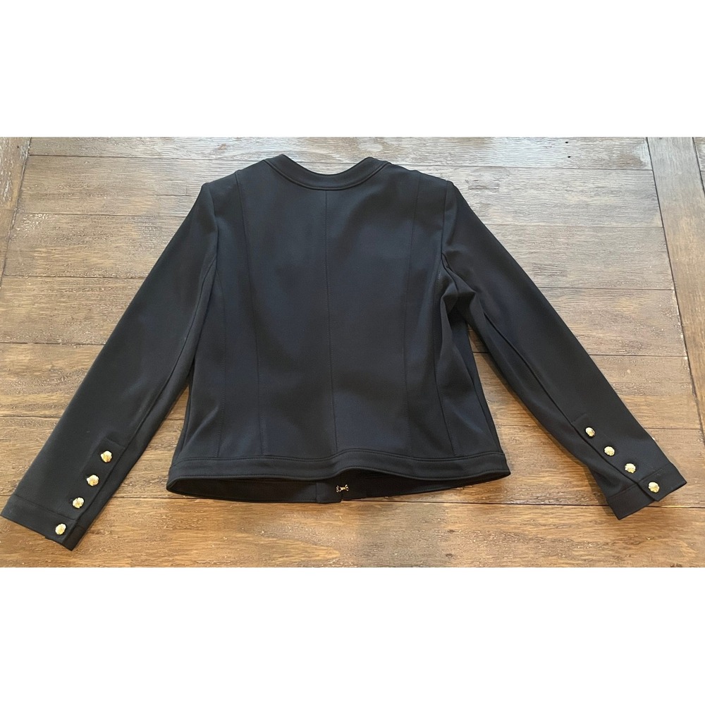 White House Black Market Black Military Blazer Gold Crest Button Jacket Size 10 - Picture 5 of 11